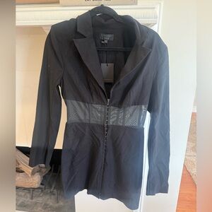 Elegant Black Blazer with Sheer Panel